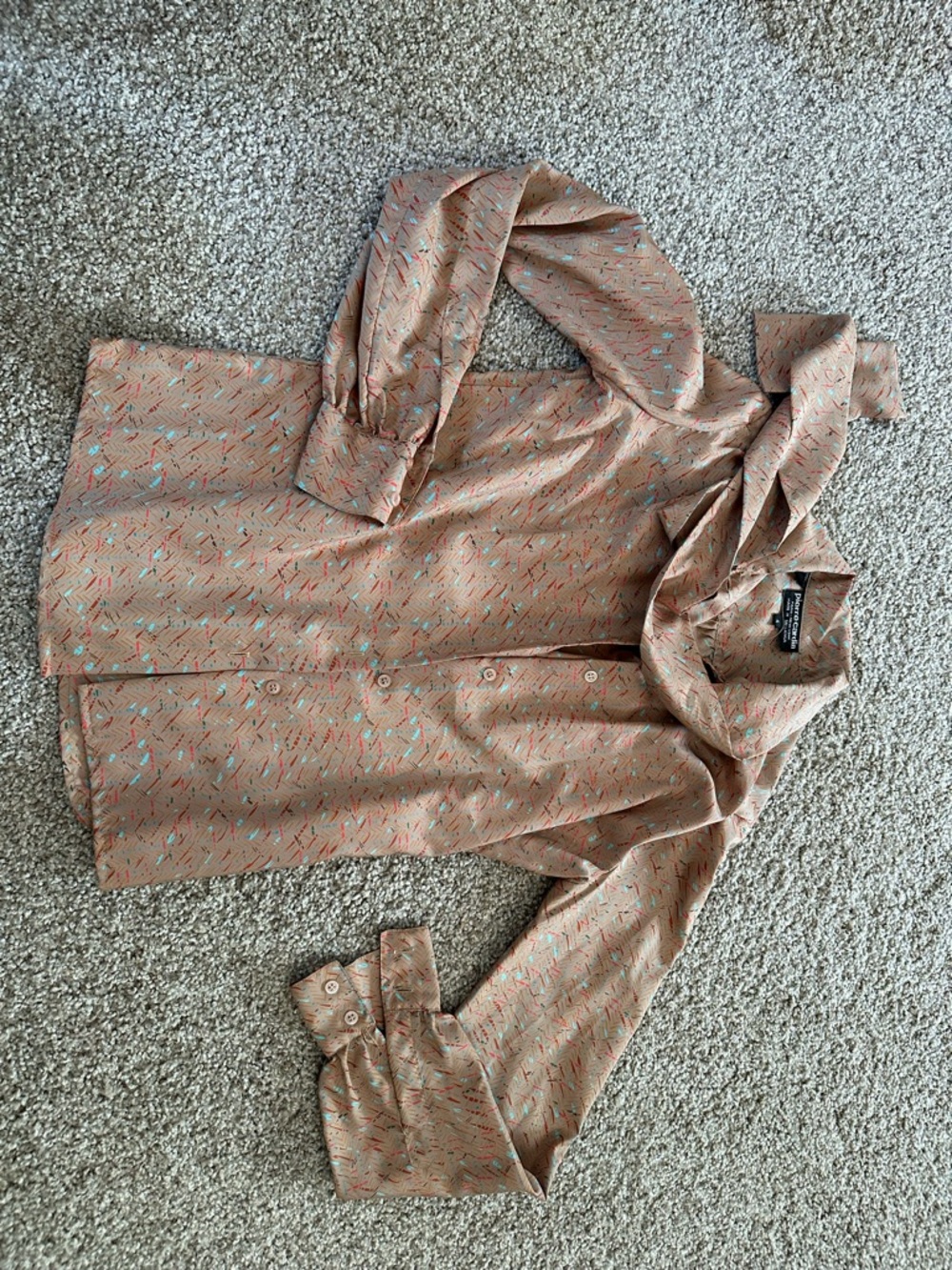 Vintage Pierre Cardin Abstract Print Button Down Blouse 90s Retro Size 4